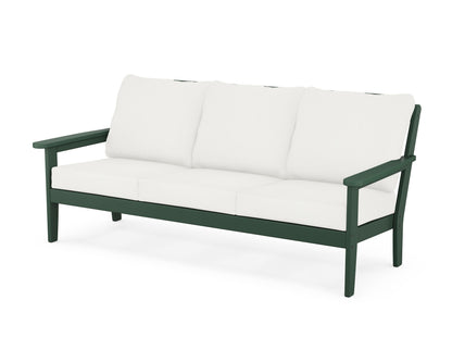 Country Living Cottage Deep Seating Sofa in Green / Natural Linen