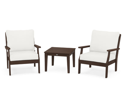 POLYWOOD® Braxton 3-Piece Deep Seating Set in Mahogany / Natural Linen
