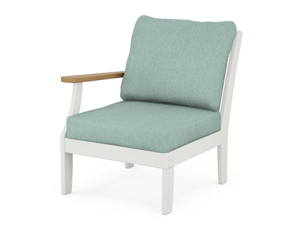 POLYWOOD® Braxton Modular Left Arm Chair in White / Natural / Glacier Spa