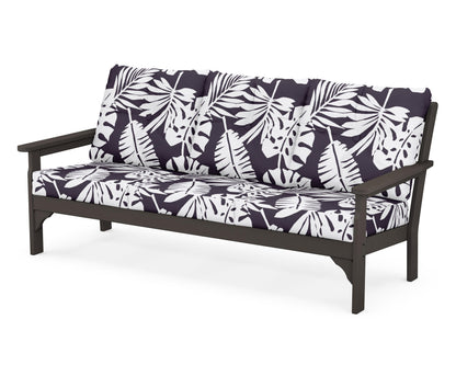 POLYWOOD® Vineyard Deep Seating Sofa in Vintage Coffee / Leaf Navy