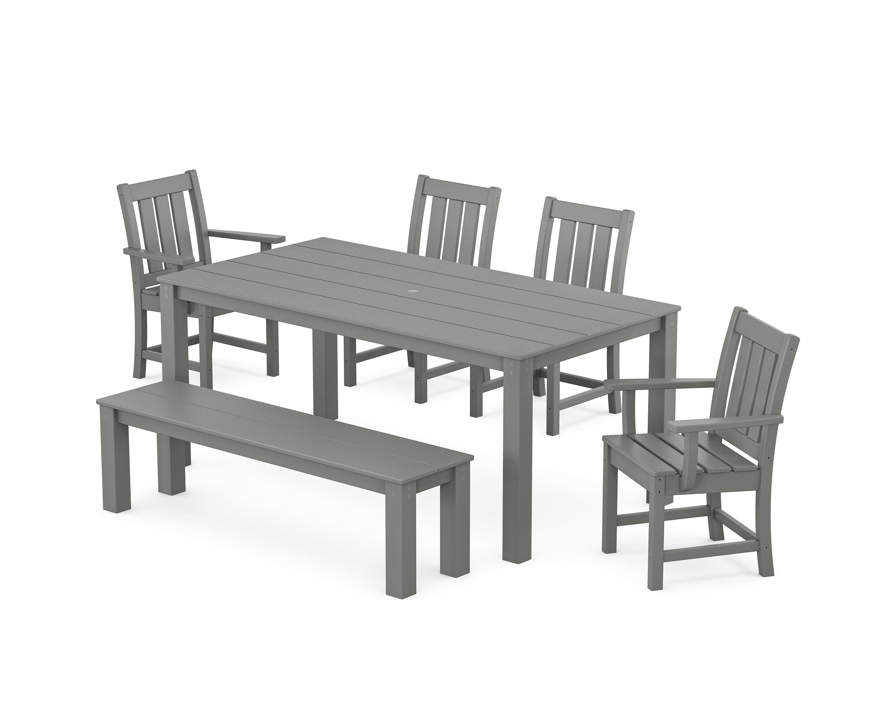 POLYWOOD® Oxford 6-Piece Parsons Dining Set with Bench in Slate Grey