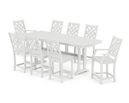Country Living Wovendale 9-Piece Counter Set with Trestle Legs in White