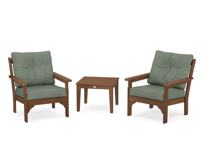 POLYWOOD® Vineyard 3-Piece Deep Seating Set in Teak / Cast Sage