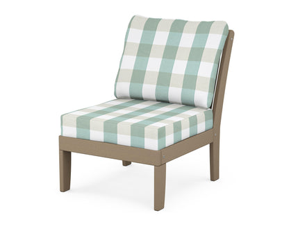 POLYWOOD® Braxton Modular Armless Chair in Vintage Sahara / Buffalo Plaid Glacier Spa