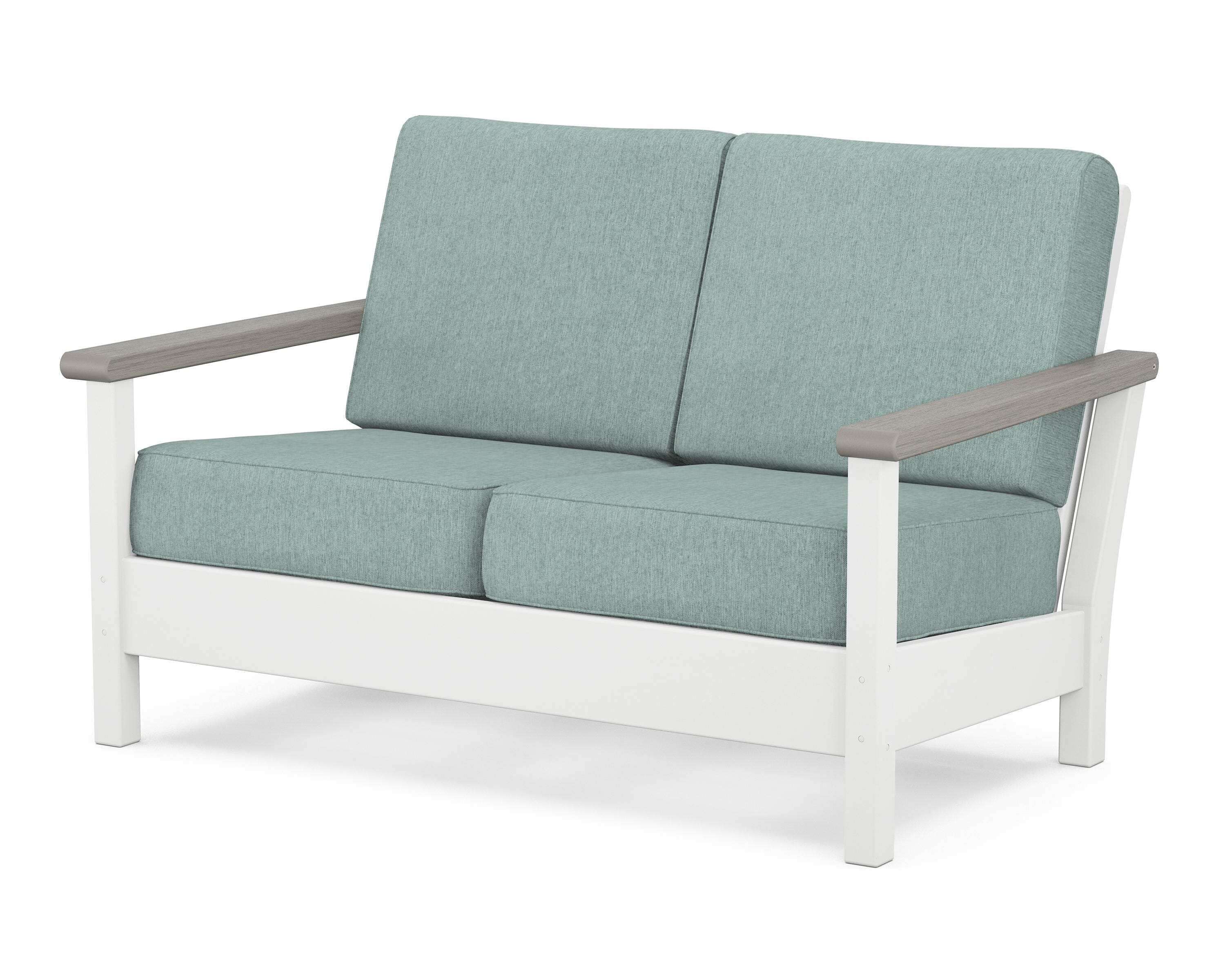POLYWOOD® Harbour Deep Seating Loveseat in White / Driftwood / Glacier Spa