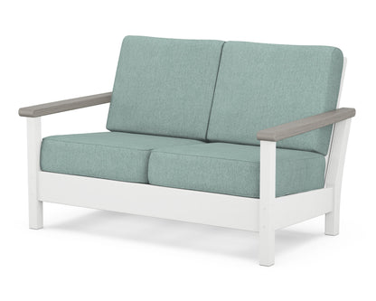 POLYWOOD® Harbour Deep Seating Loveseat in White / Driftwood / Glacier Spa