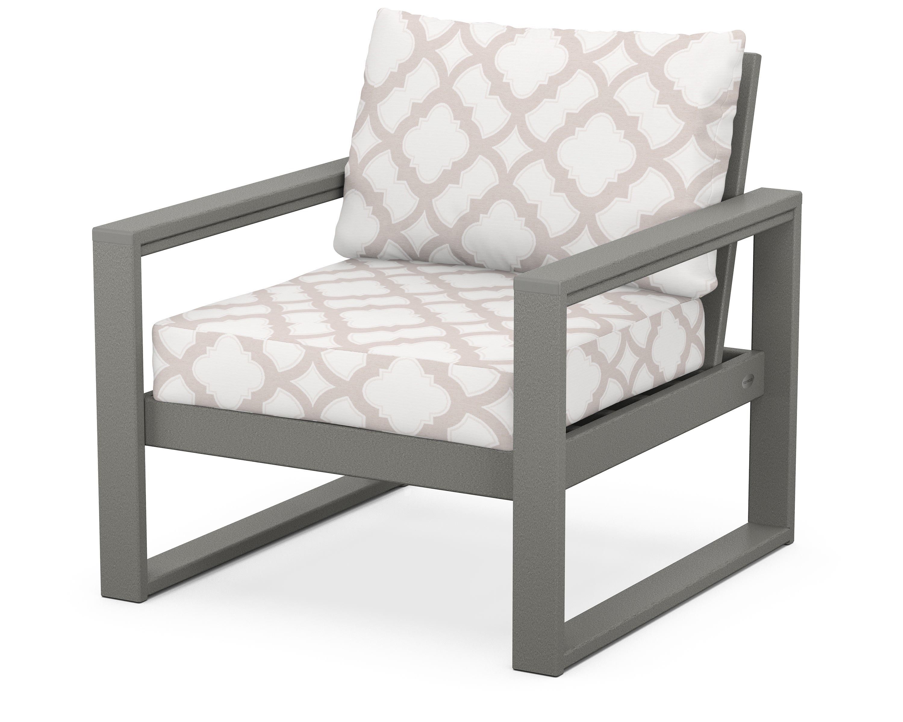 POLYWOOD® EDGE Club Chair in Slate Grey / Trellis Dune Burlap