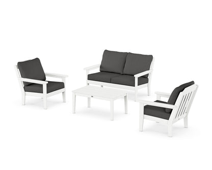 Country Living Cottage 4-Piece Deep Seating Set with Loveseat in White / Spectrum Carbon