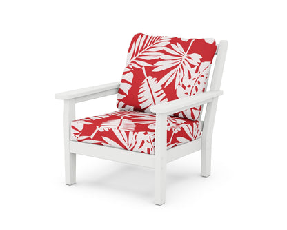 POLYWOOD® Chippendale Deep Seating Chair in White / Leaf Crimson