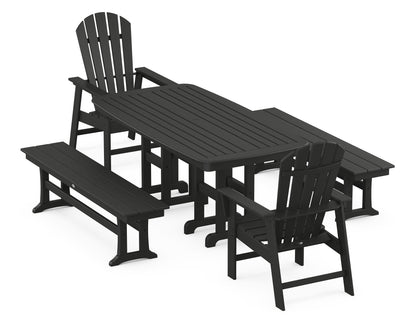 POLYWOOD® South Beach 5-Piece Dining Set with Benches in Black