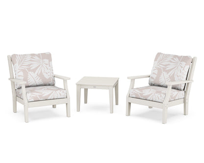 Country Living Wovendale 3-Piece Deep Seating Set in Sand / Leaf Dune Burlap