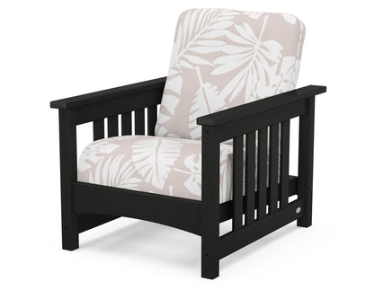 POLYWOOD® Club Mission Chair in Black / Leaf Dune Burlap