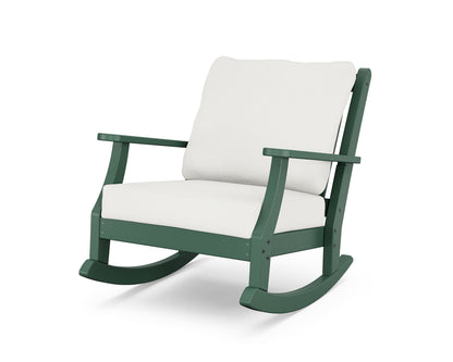 Country Living Wovendale Deep Seating Rocking Chair in Green / Natural Linen