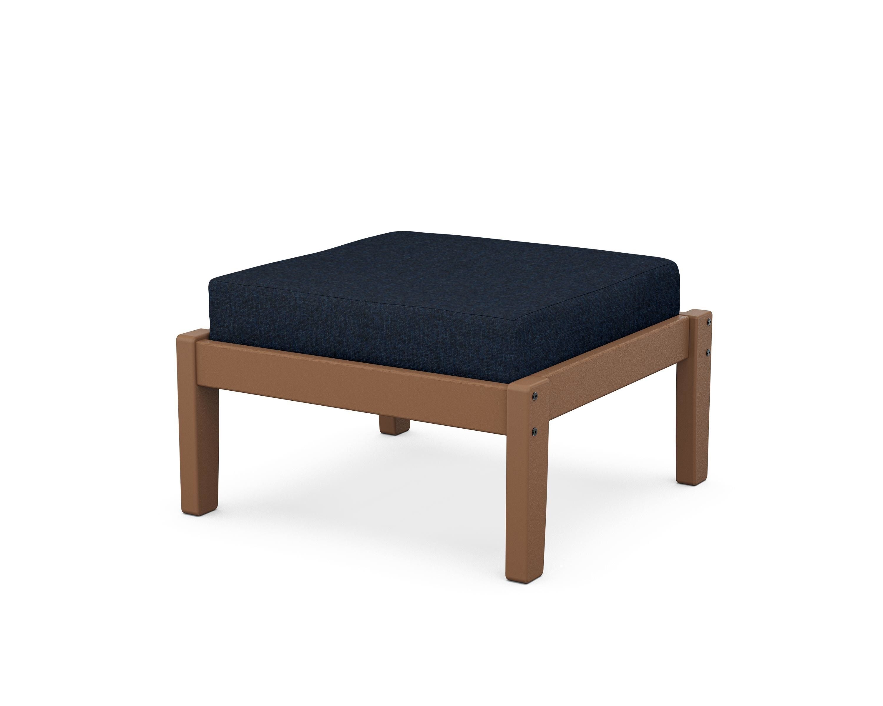 Unbranded Deep Seating Ottoman in Teak / Marine Indigo