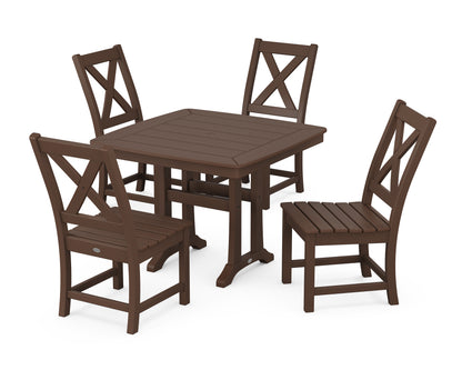 POLYWOOD® Braxton Side Chair 5-Piece Dining Set with Trestle Legs in Mahogany