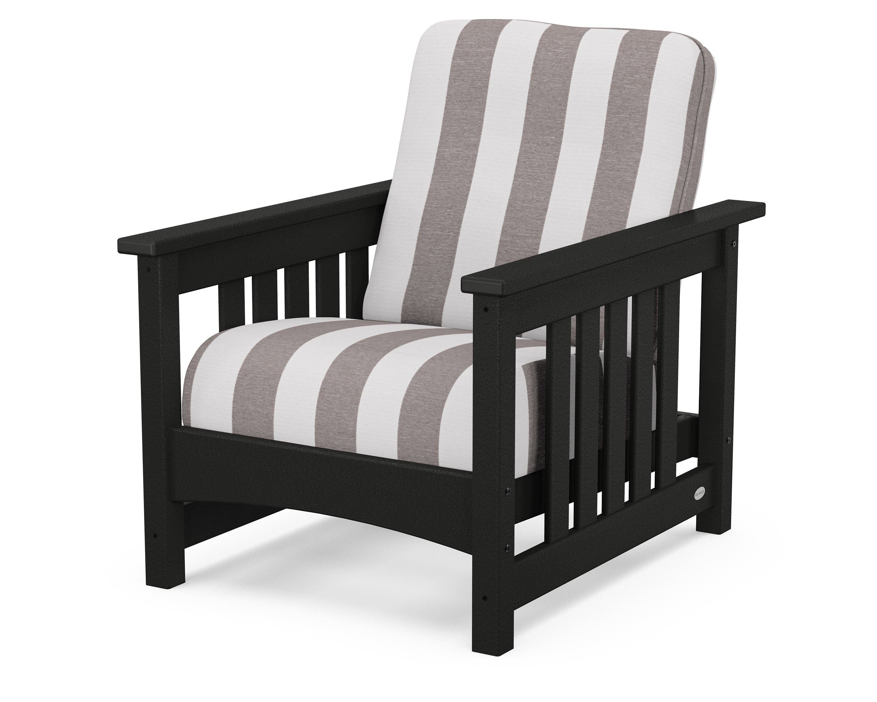 POLYWOOD® Club Mission Chair in Black / Cabana Stripe Grey Mist
