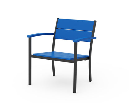 POLYWOOD® Main Street Stacking Lounge Arm Chair in Black / Pacific Blue