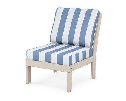 POLYWOOD® Braxton Modular Armless Chair in Sand / Cabana Stripe Sky Blue