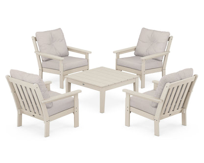 POLYWOOD® Vineyard 5-Piece Deep Seating Conversation Set in Sand / Dune Burlap