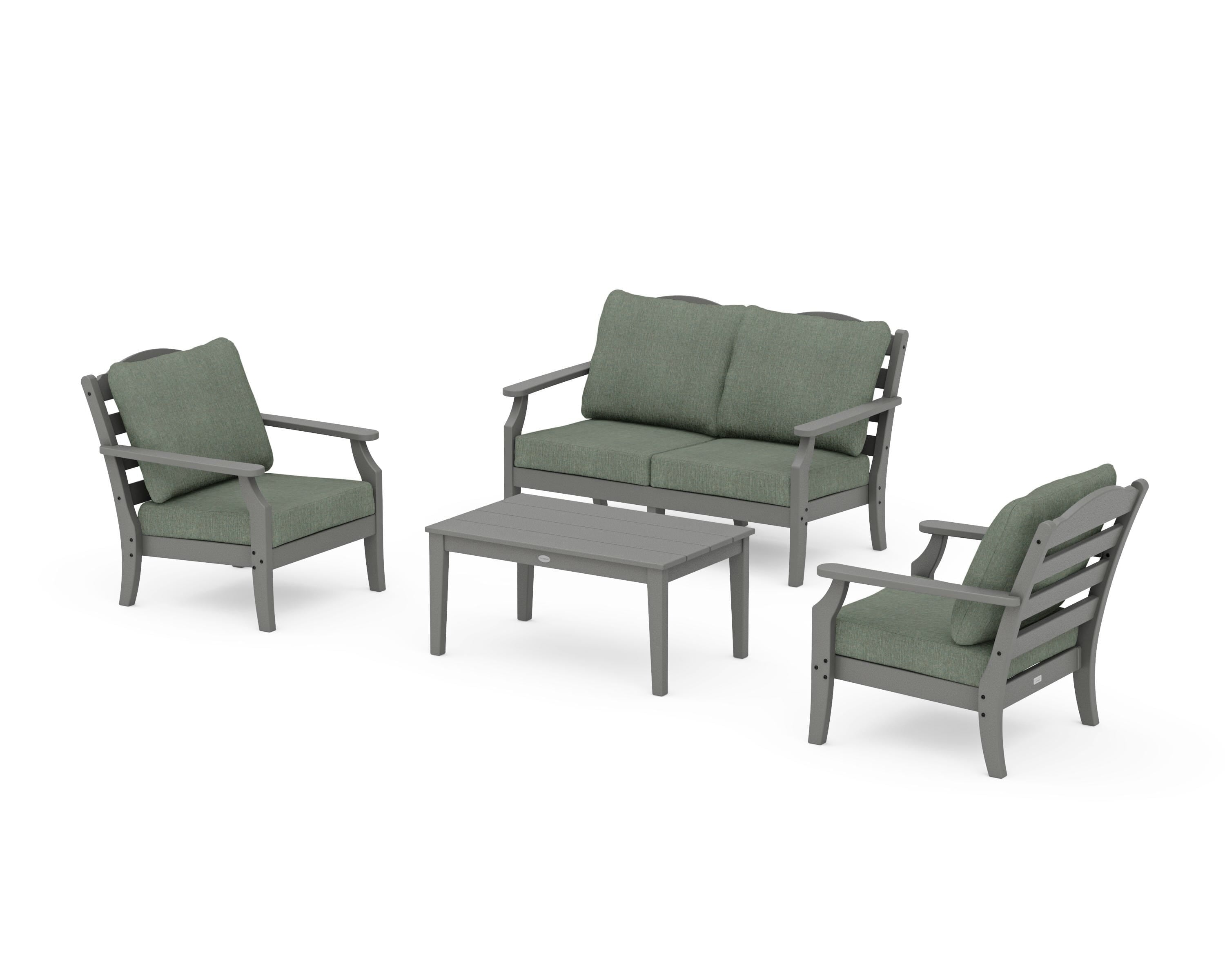 Draper James™ by  POLYWOOD® Savannah 4-Piece Deep Seating Set with Loveseat in Slate Grey / Cast Sage