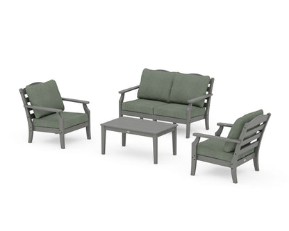 Draper James™ by  POLYWOOD® Savannah 4-Piece Deep Seating Set with Loveseat in Slate Grey / Cast Sage