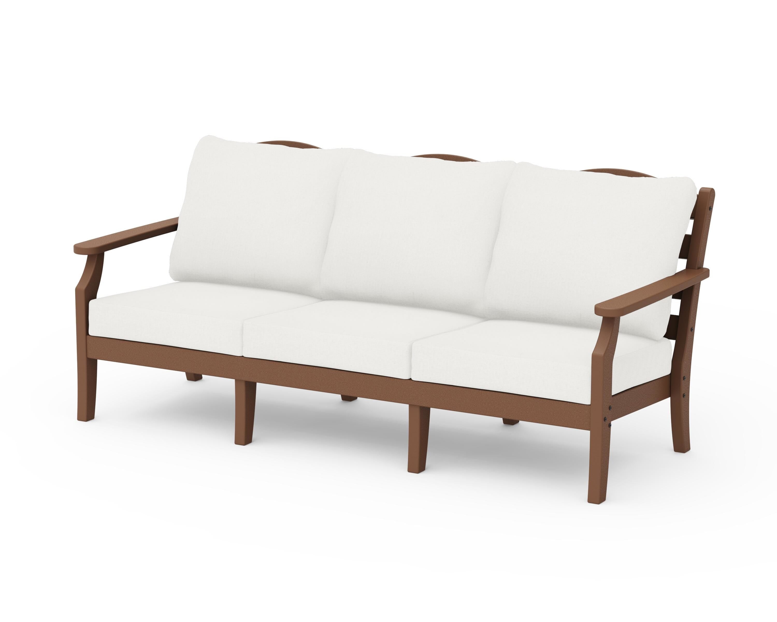 Draper James™ by  POLYWOOD® Savannah Deep Seating Sofa in Teak / Natural Linen