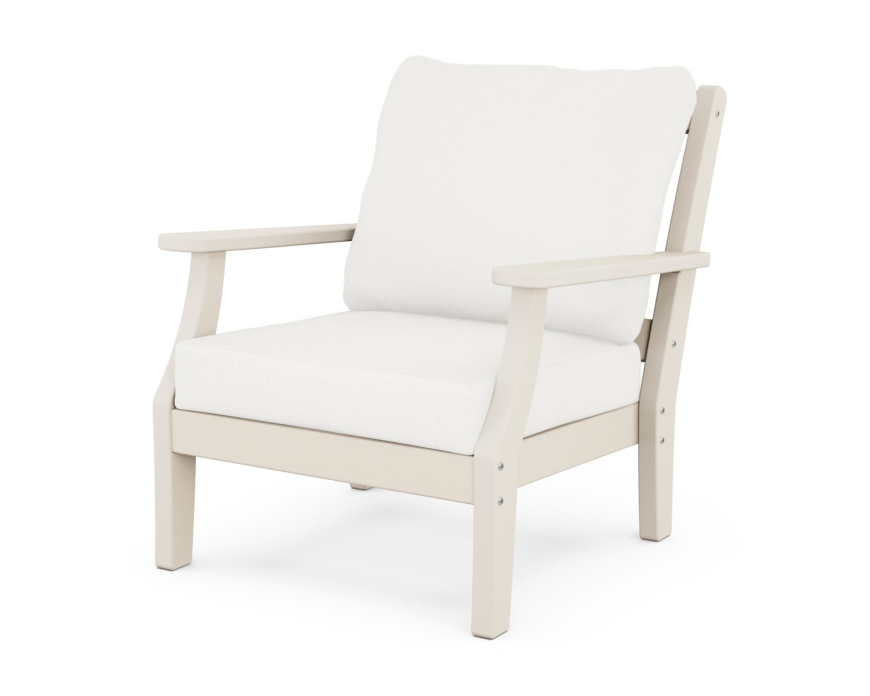 Martha Stewart by POLYWOOD® Chinoiserie Deep Seating Chair in Sand / Natural Linen