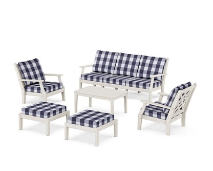 Country Living Wovendale 6-Piece Lounge Sofa Set in Sand / Buffalo Plaid Navy