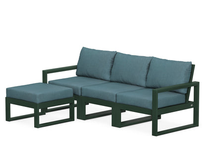 POLYWOOD® EDGE 4-Piece Modular Deep Seating Set with Ottoman in Green / Ocean Teal