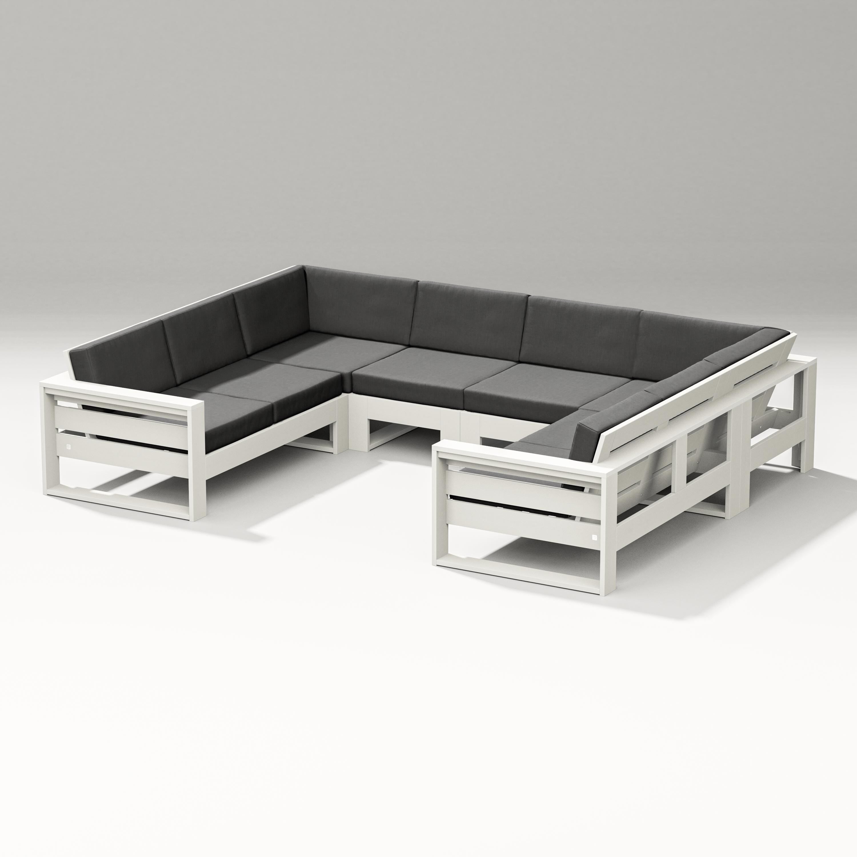 PW Designer Series Latitude U-Shaped Sectional in Vintage White / Spectrum Carbon