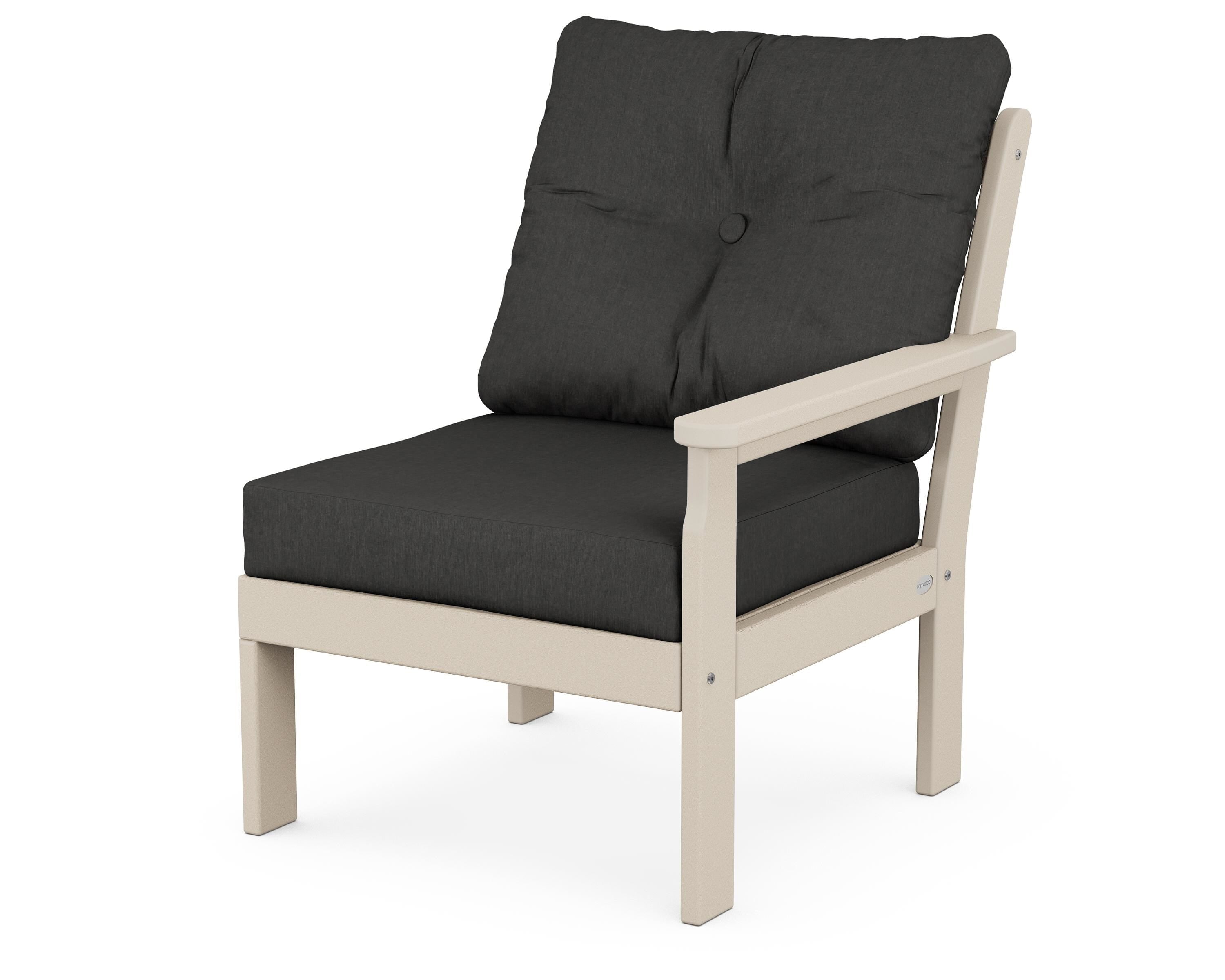 POLYWOOD® Vineyard Modular Right Arm Chair in Sand / Spectrum Carbon