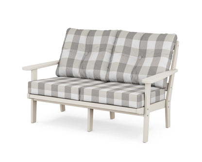 POLYWOOD® Mission Deep Seating Loveseat in Sand / Buffalo Plaid Grey Mist