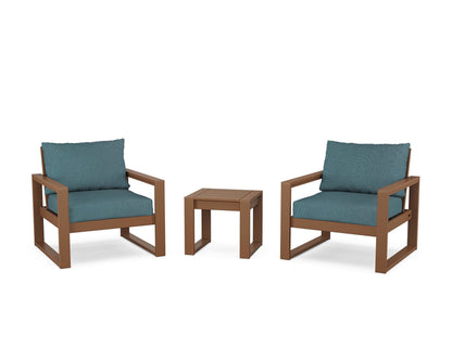 POLYWOOD® EDGE Sectional 3-Piece Deep Seating Set in Teak / Ocean Teal