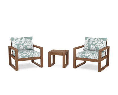 POLYWOOD® EDGE Sectional 3-Piece Deep Seating Set in Teak / Leaf Glacier Spa