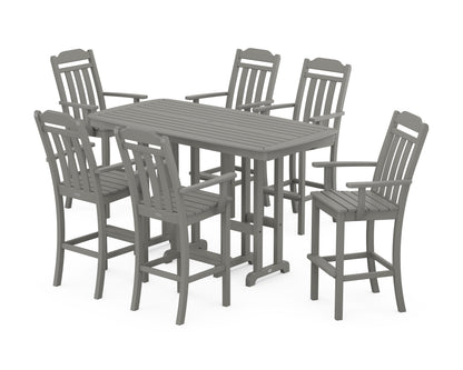 Country Living Cottage Arm Chair 7-Piece Bar Set in Slate Grey