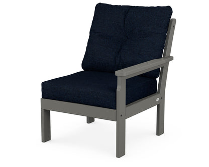 POLYWOOD® Vineyard Modular Right Arm Chair in Slate Grey / Marine Indigo