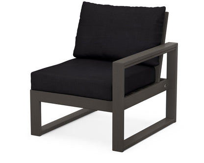 POLYWOOD® EDGE Modular Right Arm Chair in Vintage Coffee / Midnight Linen