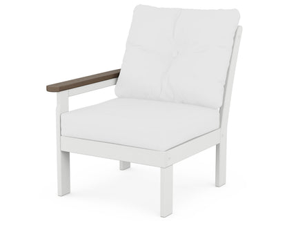 POLYWOOD® Vineyard Modular Left Arm Chair in White / Kona / Natural