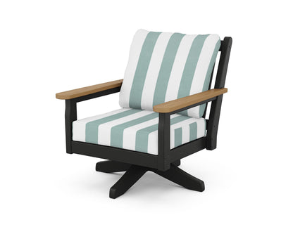 Chippendale Deep Seating Swivel Chair - Black