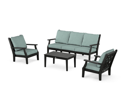 Country Living Wovendale 4-Piece Deep Seating Set with Sofa in Black / Glacier Spa