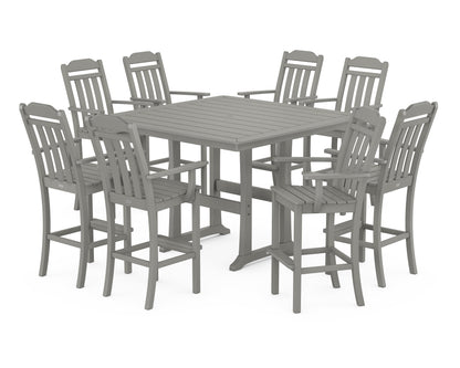 Country Living Cottage 9-Piece Bar Set with Trestle Legs in Slate Grey