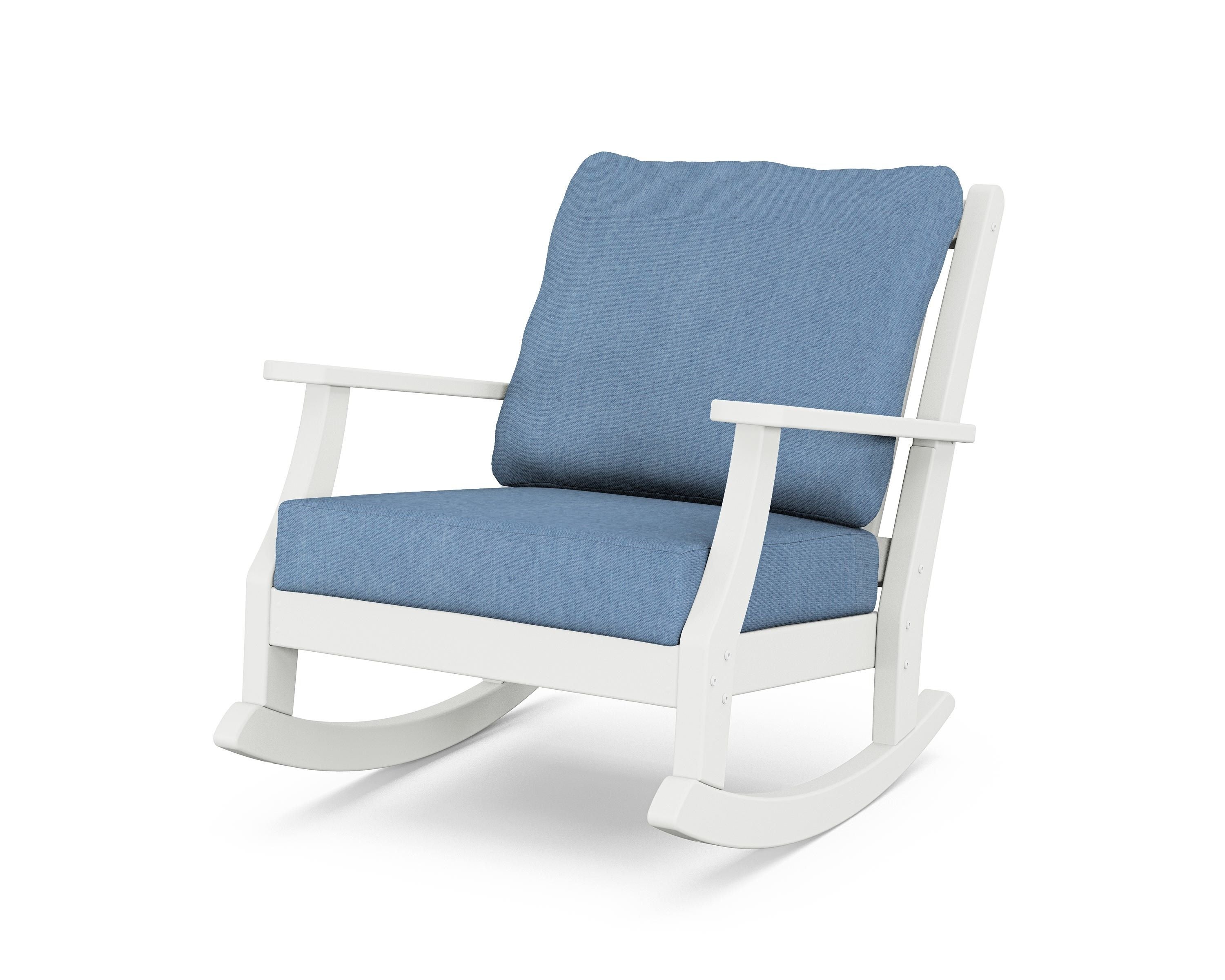 Country Living Wovendale Deep Seating Rocking Chair in White / Sky Blue