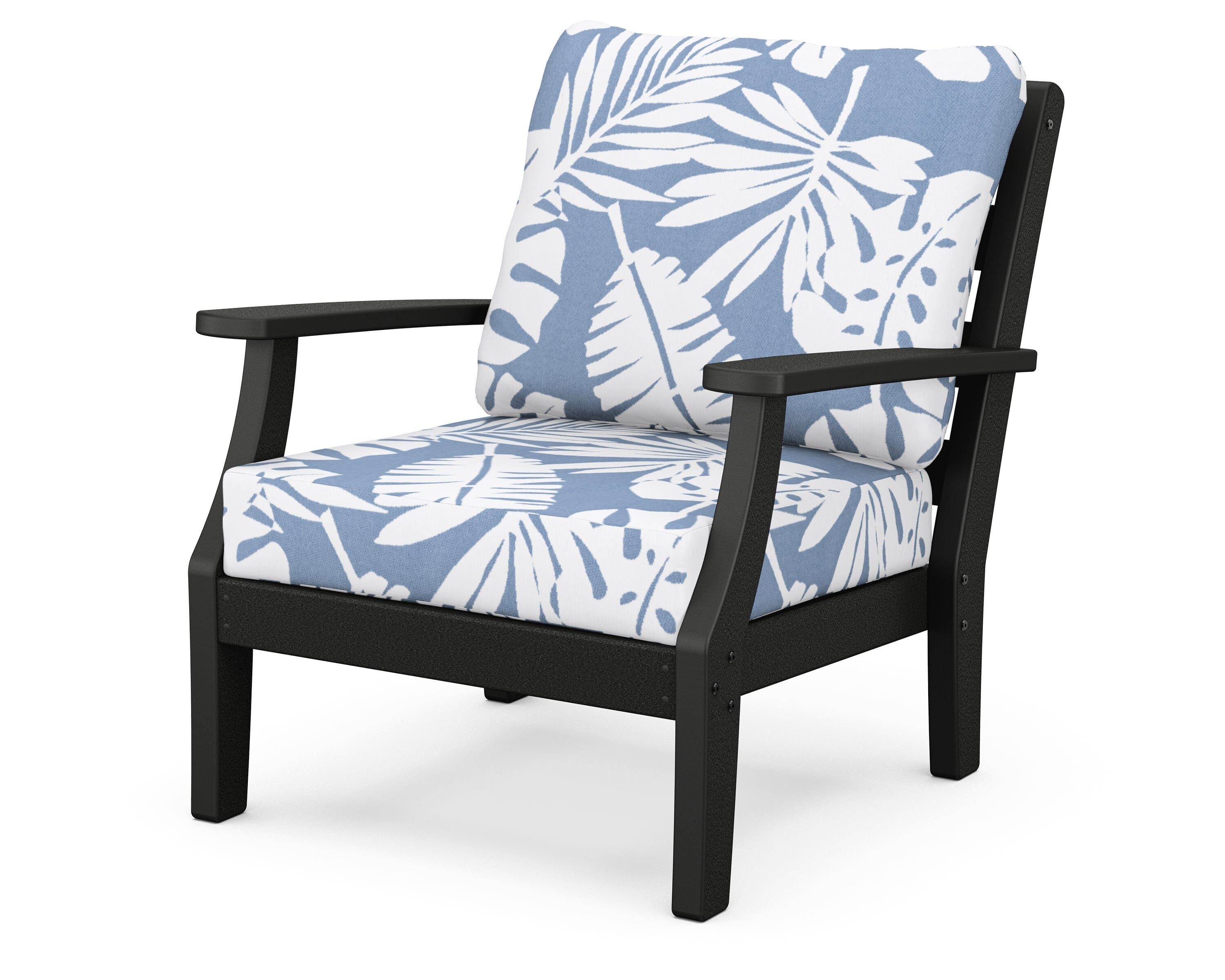POLYWOOD® Chesapeake Deep Seating Chair in Black / Leaf Sky Blue
