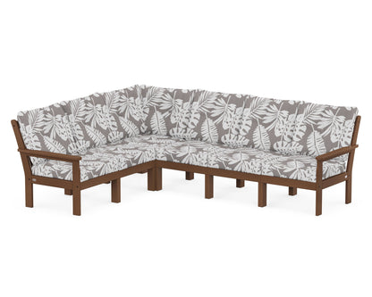 POLYWOOD® Vineyard 6-Piece Sectional in Teak / Leaf Grey Mist