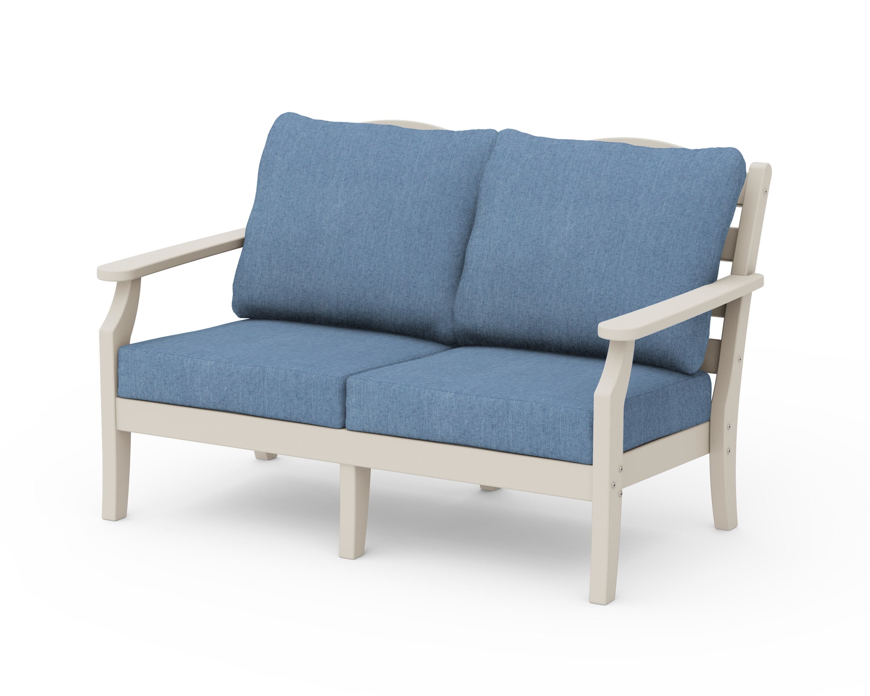Draper James™ by  POLYWOOD® Savannah Deep Seating Loveseat in Sand / Sky Blue