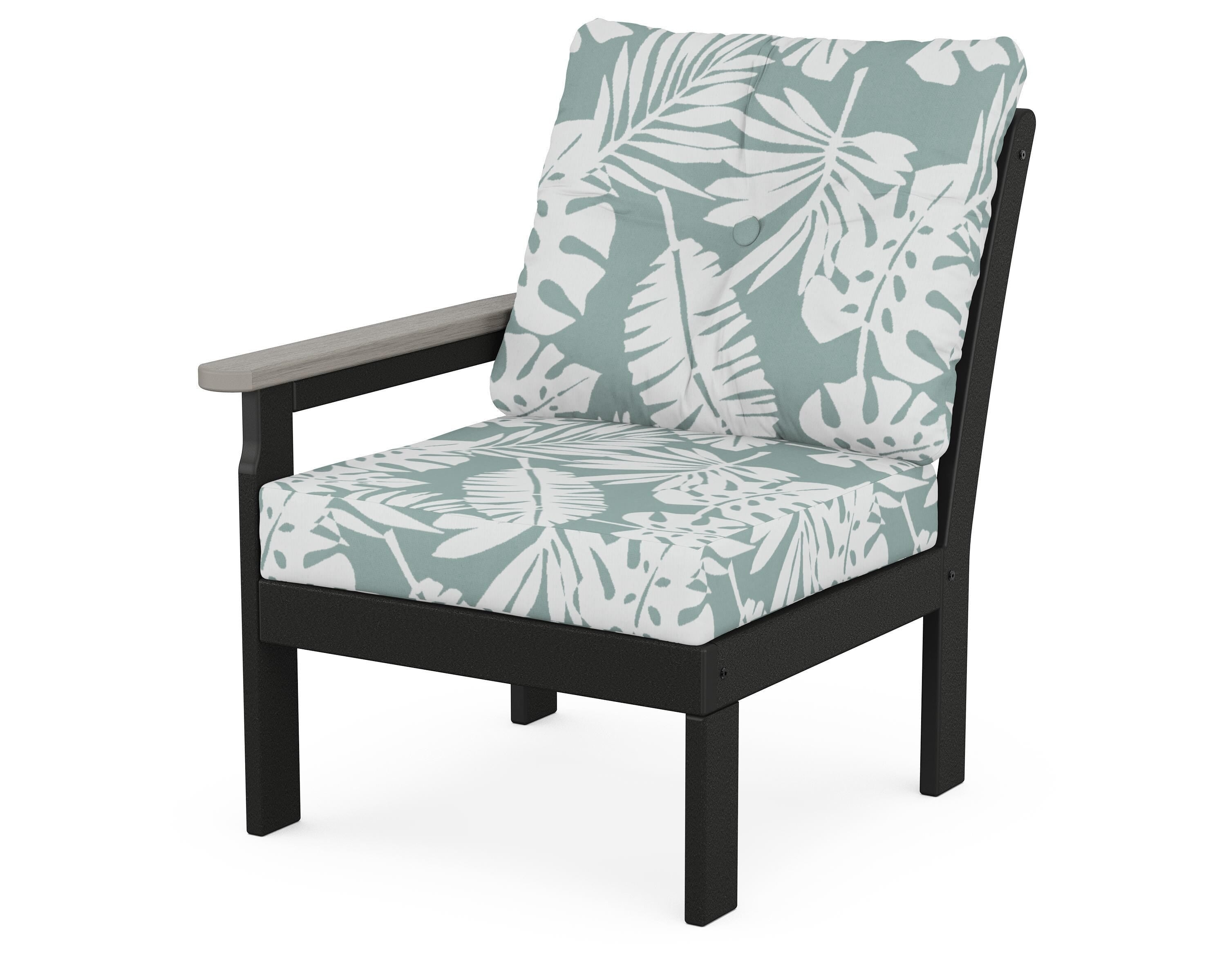 POLYWOOD® Vineyard Modular Left Arm Chair in Black / Driftwood / Leaf Glacier Spa