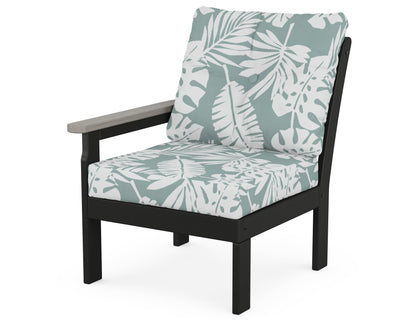 POLYWOOD® Vineyard Modular Left Arm Chair in Black / Driftwood / Leaf Glacier Spa