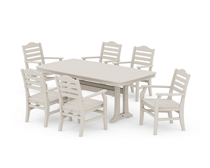 POLYWOOD® Savannah Arm Chair 7-Piece Dining Set with Trestle Legs in Sand