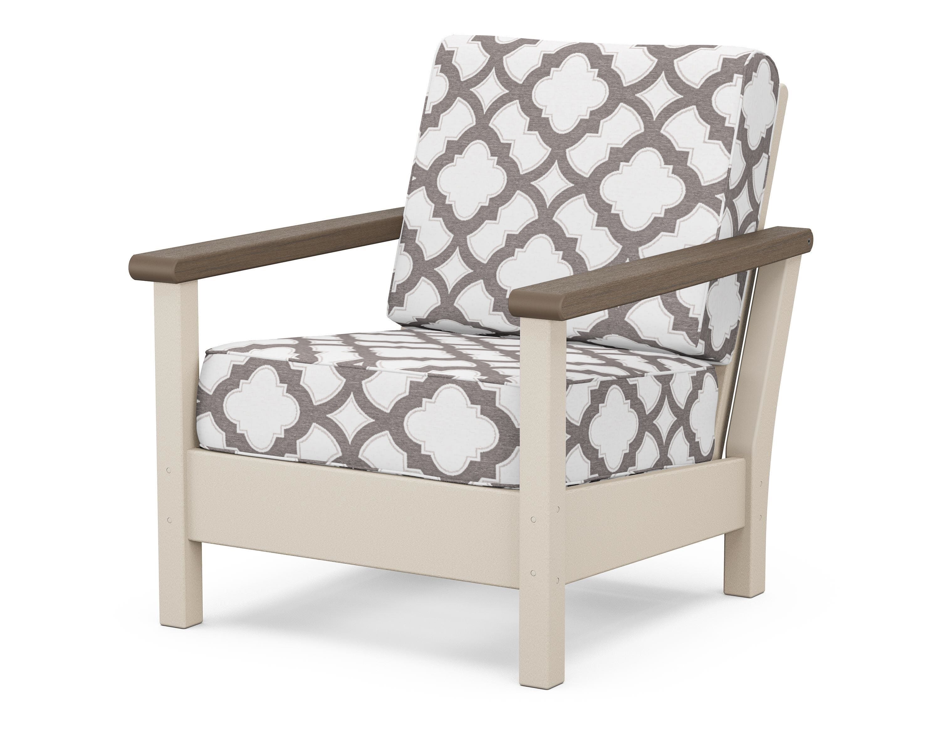 POLYWOOD® Harbour Deep Seating Chair in Sand / Kona / Trellis Grey Mist