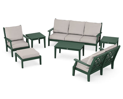 Country Living Wovendale 7-Piece Deep Seating Set in Green / Dune Burlap